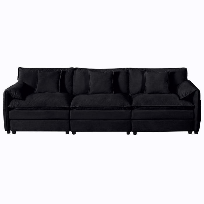 Modern Chenille Oversized Deep Seat Sectional Sofa With Pillows