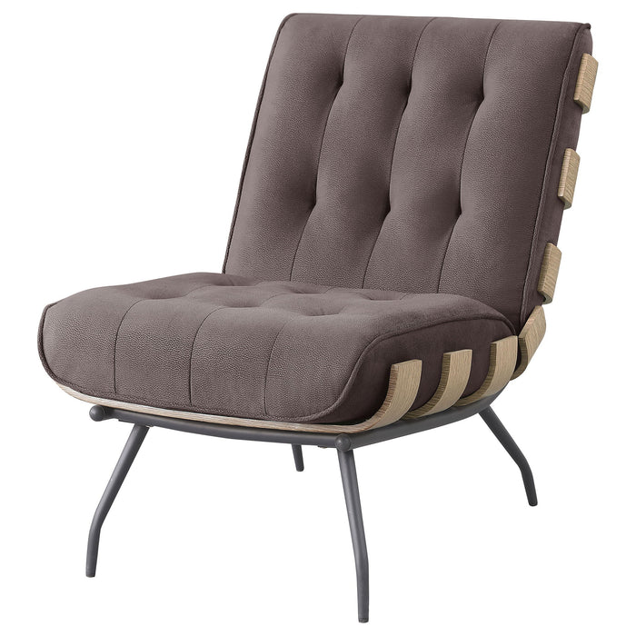 Staten - Upholstered Armless Accent Chair - Dark Brown