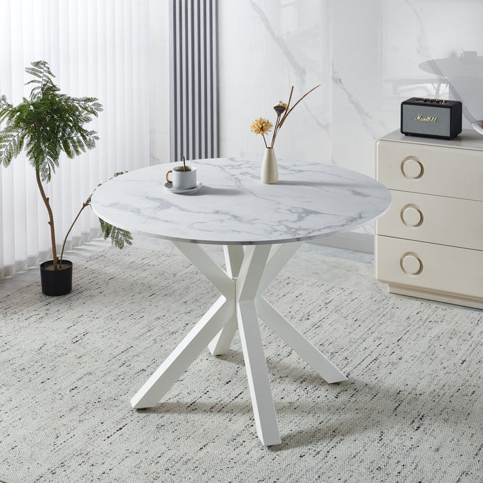 Cross Leg Dining Table With Round Top, For 4 - 6 People - White