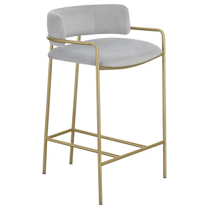Low Back Upholstered Stool - Gray