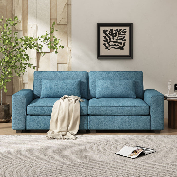Modern Fabric Sofa With Plush Cushions, Sleek Arm Design
