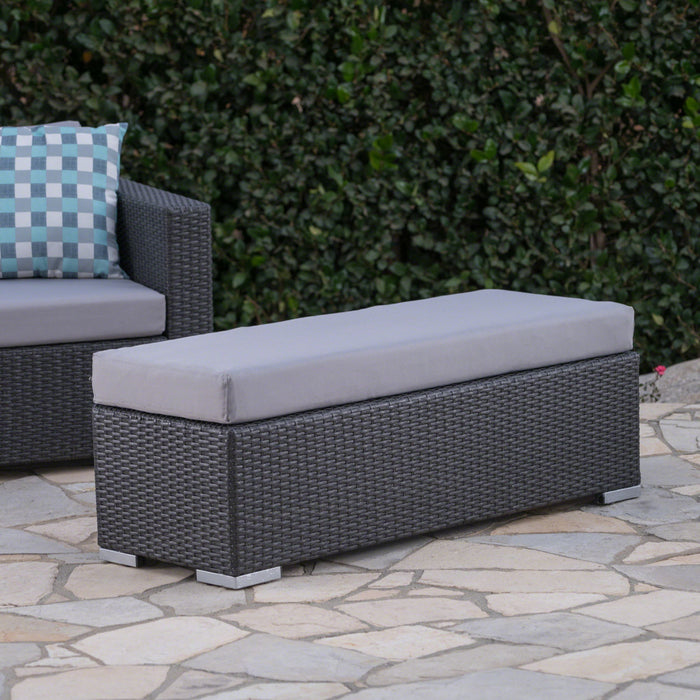 Enthrallia - Outdoor Wicker Bench With Foam Filled Cushion