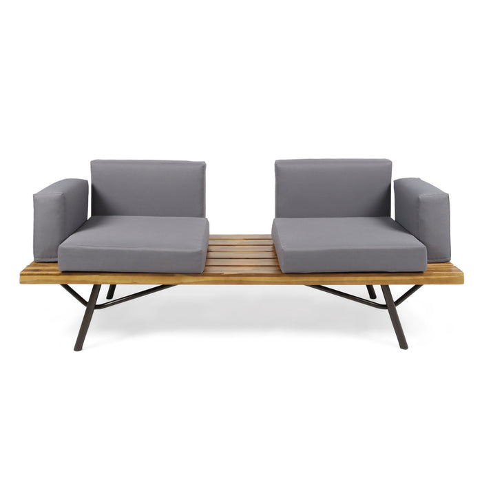 Outdoor Sofa With Cushions And Iron Legs - Dark Gray