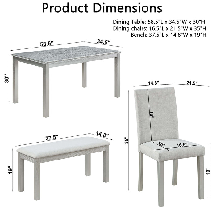 Dining Table Set With Crystal Decoration And Upholstered Chairs