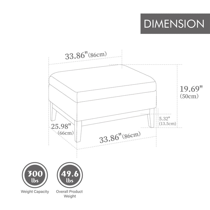 Upholstered Storage Ottoman With Reversible Lid Coffee Table, Foot Stool