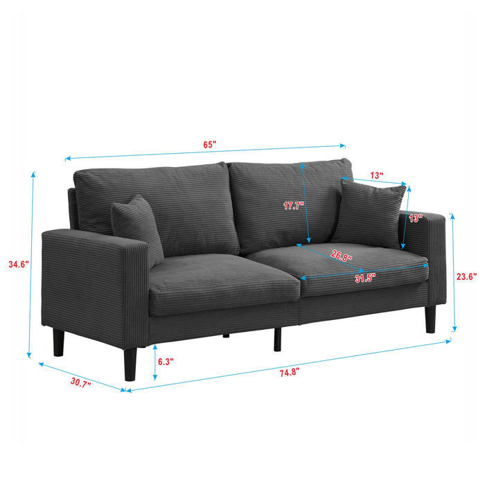 Modern Upholstered 2 Piece Sofa Set With 3 Seater And 2 Seater