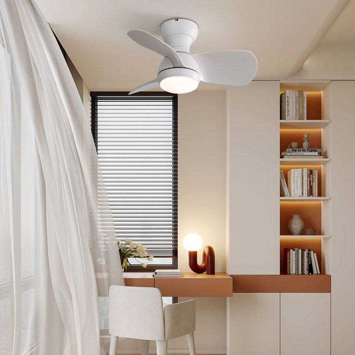 23" Bedroom Ceiling Fan With 3 Color Dimmable 3 ABS Blades Remote Control Dc Motor With 18W Led Light