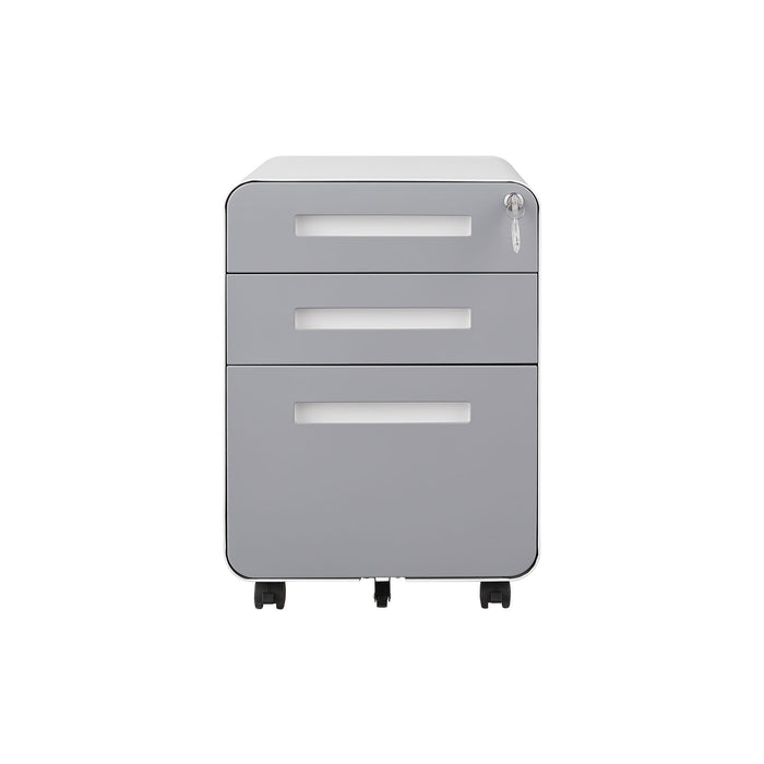 3 Drawer Mobile File Cabinet Under Desk Office, Simple Style Versatile Storage Cabinet For Legal / Letter / A4 Files, 5 Wheel Design Anti-Tilting Cold Rolled Steel Waterproof Moisture-Proof