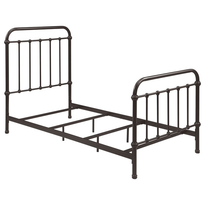Twin Panel Bed With Ornate Design - Bronze