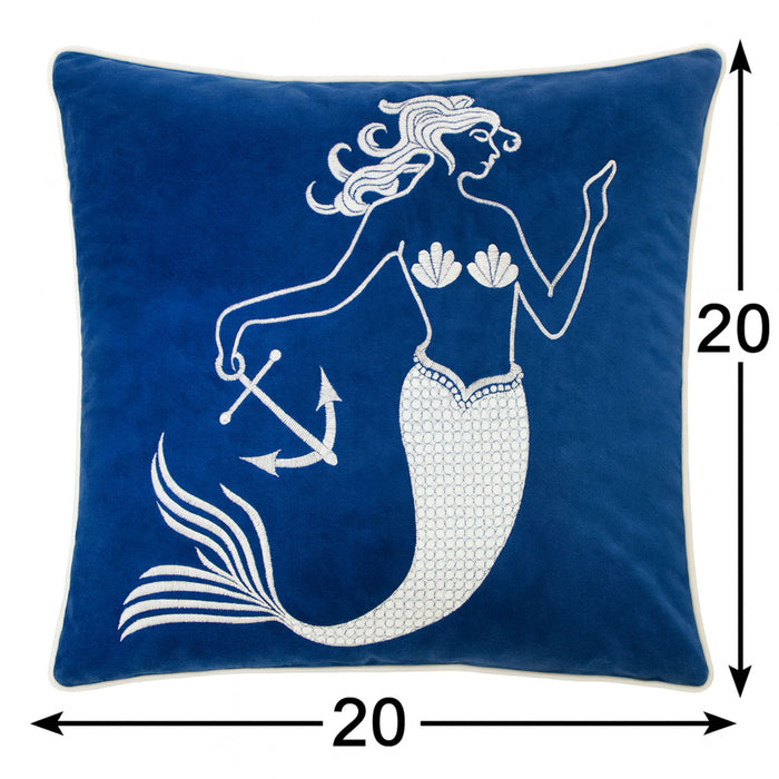 Liz Mermaid Pillow Cover With Matching Back And Hidden Zipper - Indigo