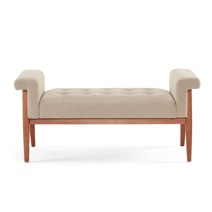 Elegant Tufted Ottoman - Beige / Brown