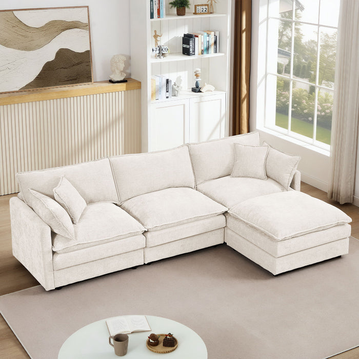 Modular L-Shaped Sectional Sofa With Movable Ottoman