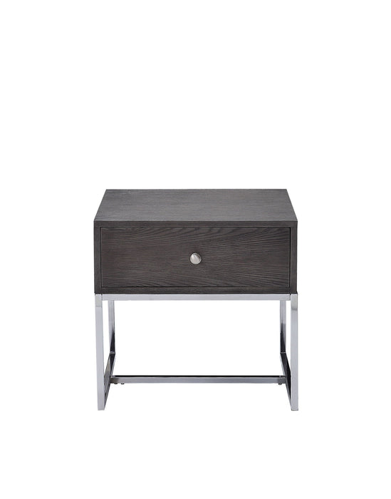Iban - End Table - Gray Oak / Chrome