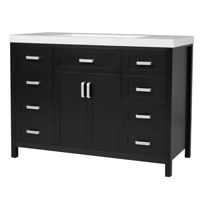 Bathroom Vanity With Sink, 2 Doors 8 Drawers, Soft Close System, Classic Design