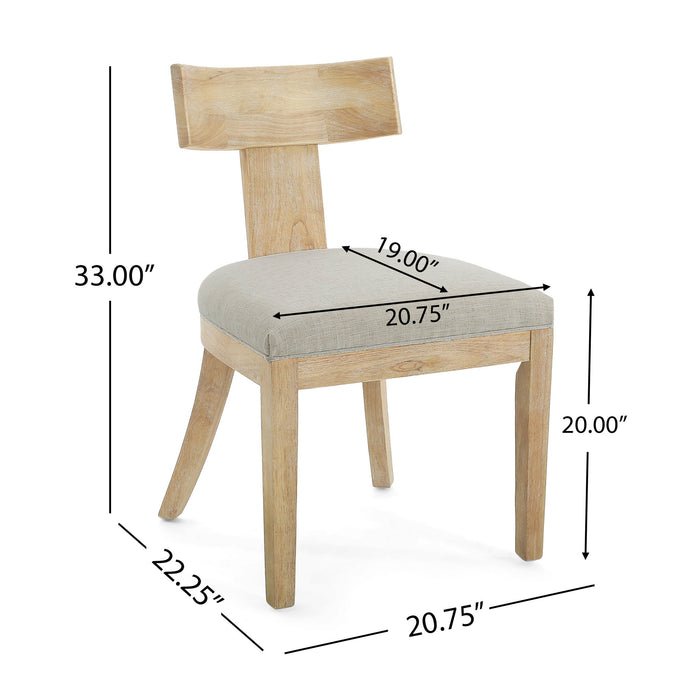 Contemporary Fabric Upholstered Side Dining Chairs Set With Curved Back