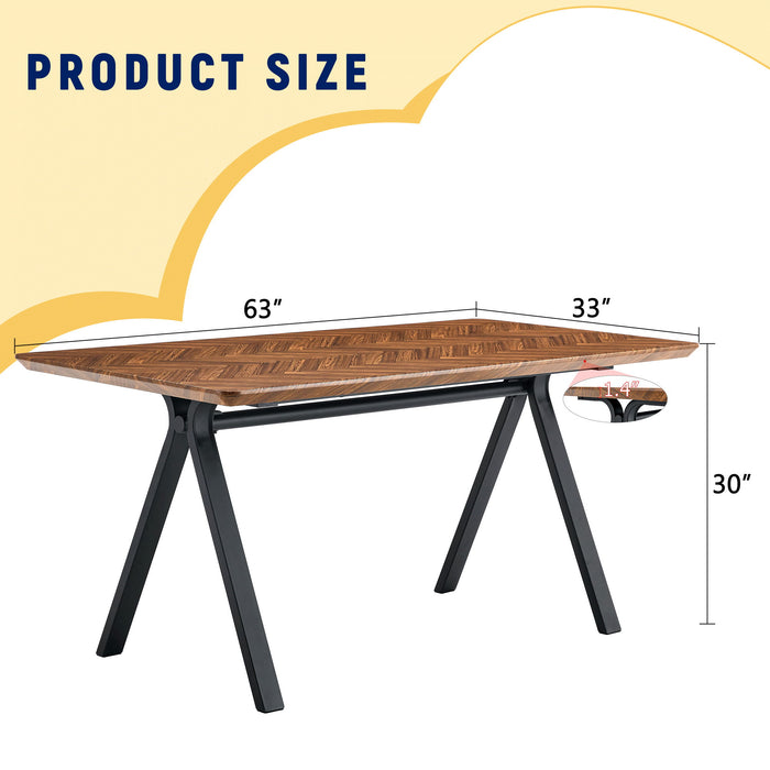 Herringbone Pattern Dining Table A Perfect Match For Modern Minimalist And Industrial Home Styles - Walnut