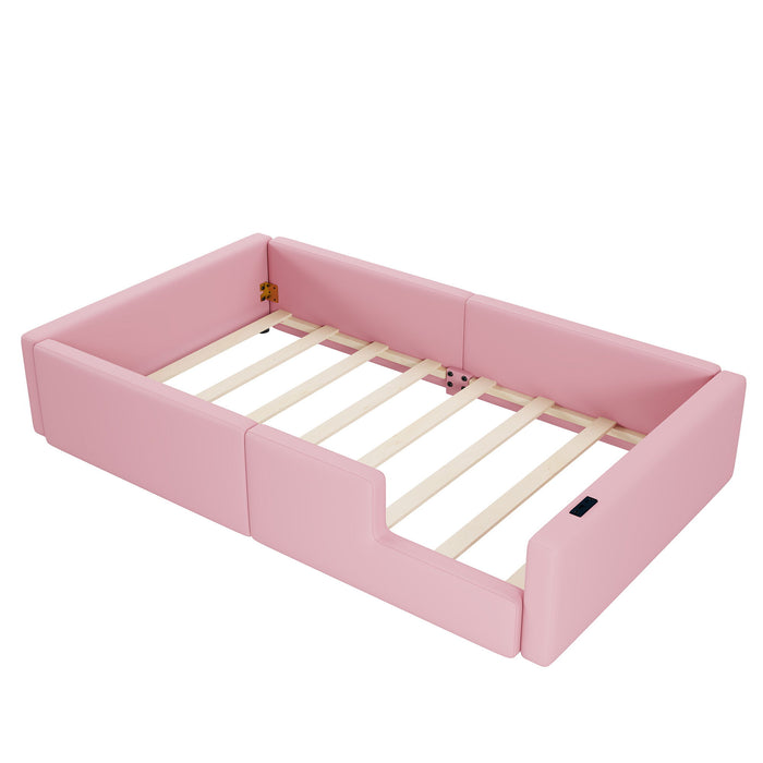 Platform Bed With Guardrail And Charging Station