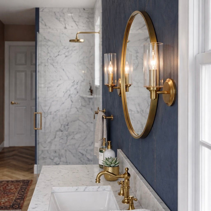 Jardin - Single Light Wall Sconce With Clear Ribbed Satin - Clear / Gold