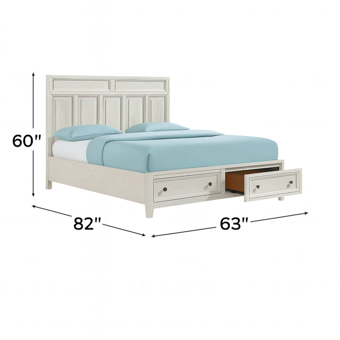 Storage Bed With Panel Headboard And Spacious Footboard Drawers