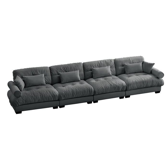 Super Comfort Oversized Modular Velvet Sectional Sofa, Deep Seat Convertible L Shaped Couch