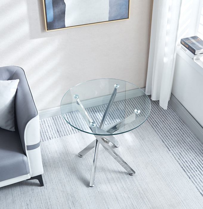 Modern Round Tempered Glass Table With Chrome Legs