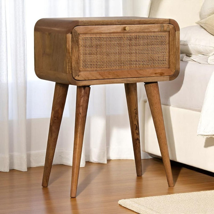 Mini Woven Nightstand - Oak