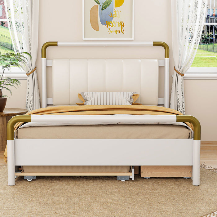 Storage Platform Bed, With 2 Big Drawers, Trundle