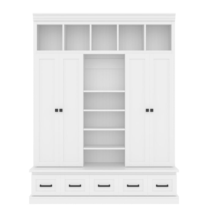 Hall Tree With Bench And 5 Storage Cubbies