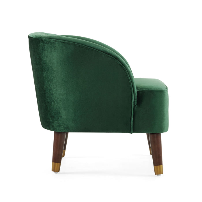 Elegant Upholstered Barrel Accent Chair With Wooden Legs