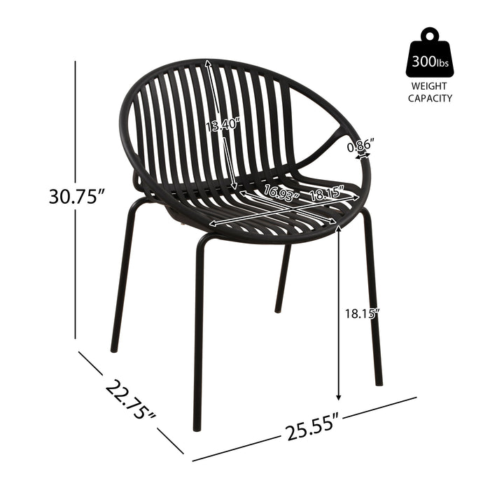 7 Piece Outdoor Modern Dining Set With Stackable Chairs