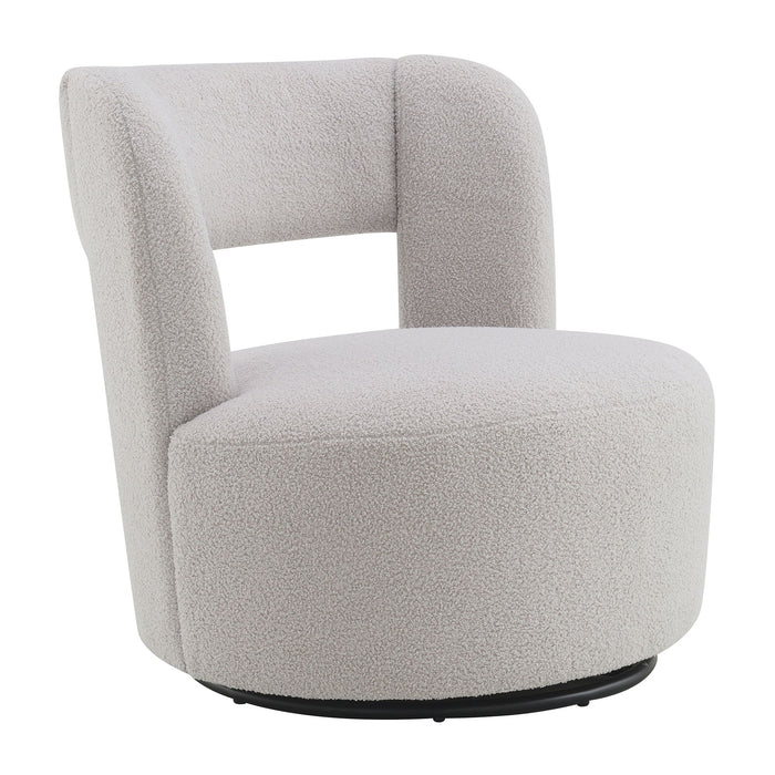 Swivel Comfy Round Barrel Chair With Soft Teddy Fabric For Living Room
