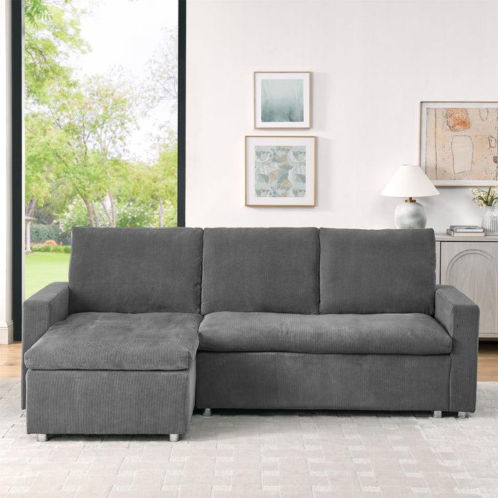 Convertible L Shaped Sleeper Sofa Bed With Reversible Chaise And Storage