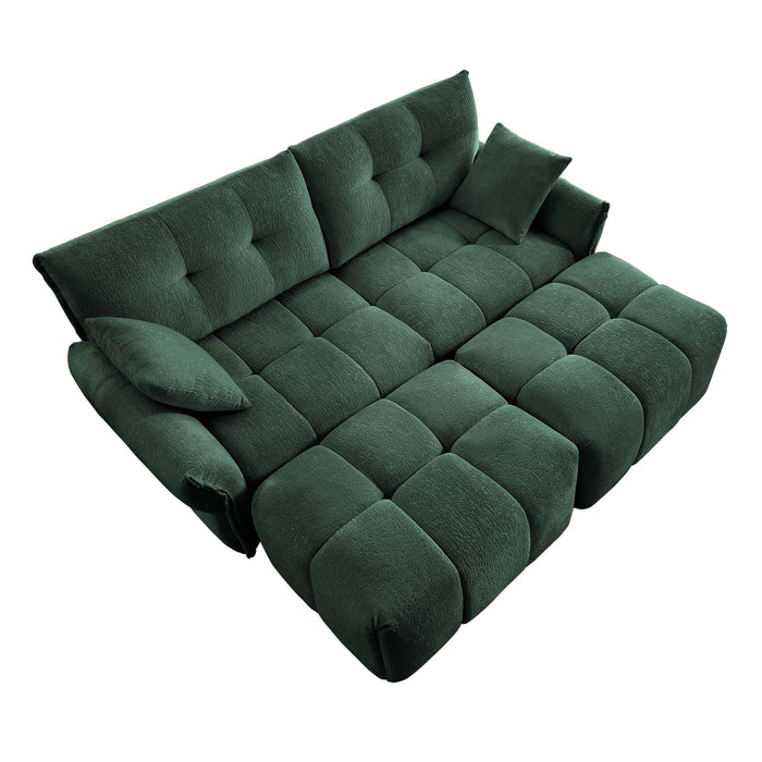 Sofa Set With Ottoman And Pillows, Textured, High Resilience Cushions