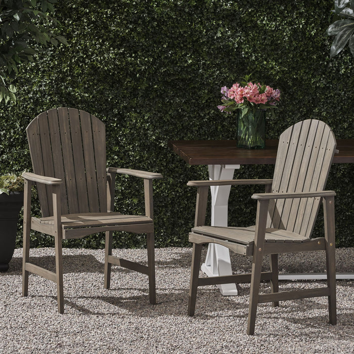 Outdoor Weather Resistant Acacia Wood Adirondack Dining Chairs (Set of 2)