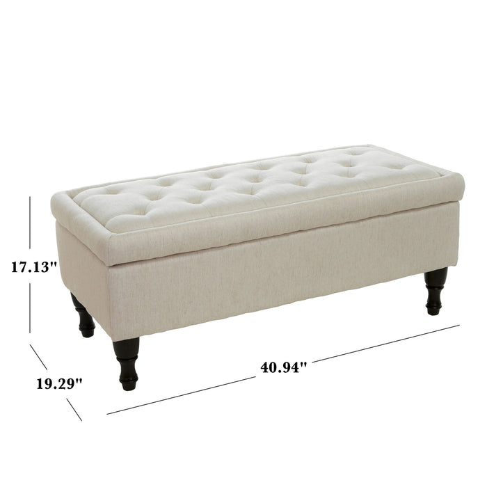 Button-Tufted Upholstered Ottoman With Hidden Storage - Linen