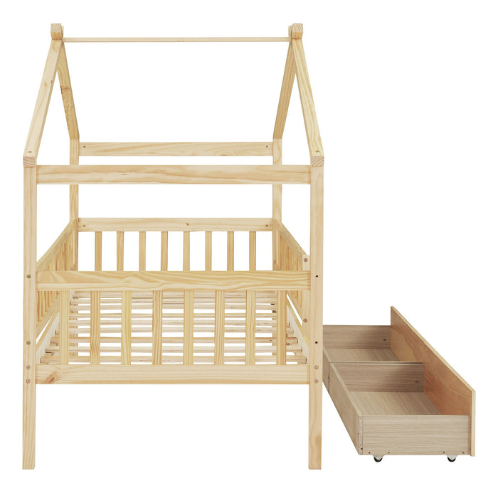 House Bed With 2 Drawers