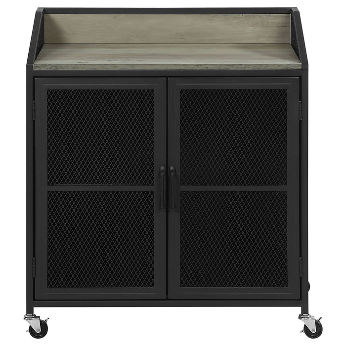 Arlette - 2 Door Mobile Home Bar Wine Cabinet With Smooth Rolling Casters - Black