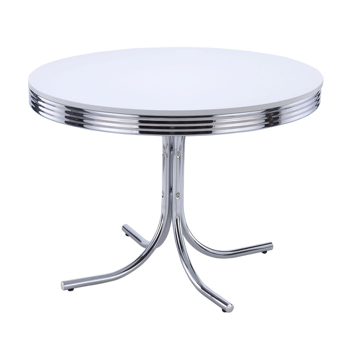 Marla - 5 Piece Dining Set With Round Table And Upholstered Chairs - White