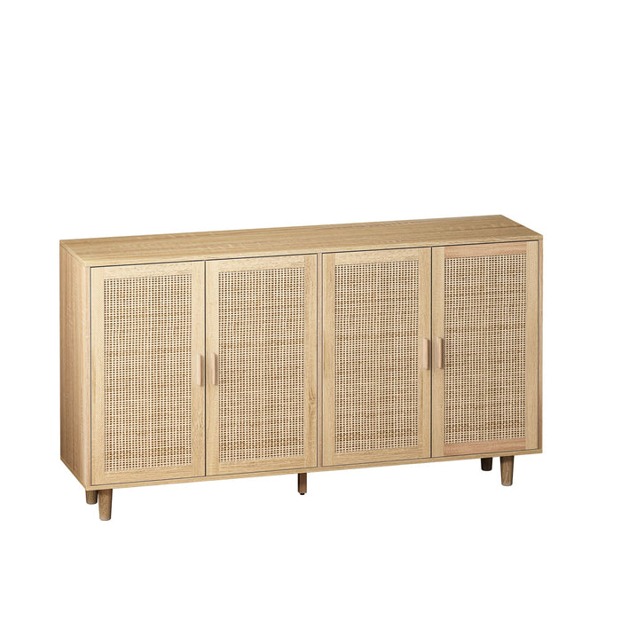 Elegant And Functional Rattan Decorative Storage Cabinet With 4 Doors