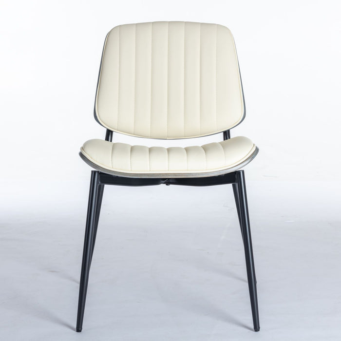 Dining Chairs (Set of 2) Mid-Century Modern Retro Chair With Walnut Bentwood Back Upholstered Seat Metal Legs Adjustable Foot For Kitchen Dining Room Chairs