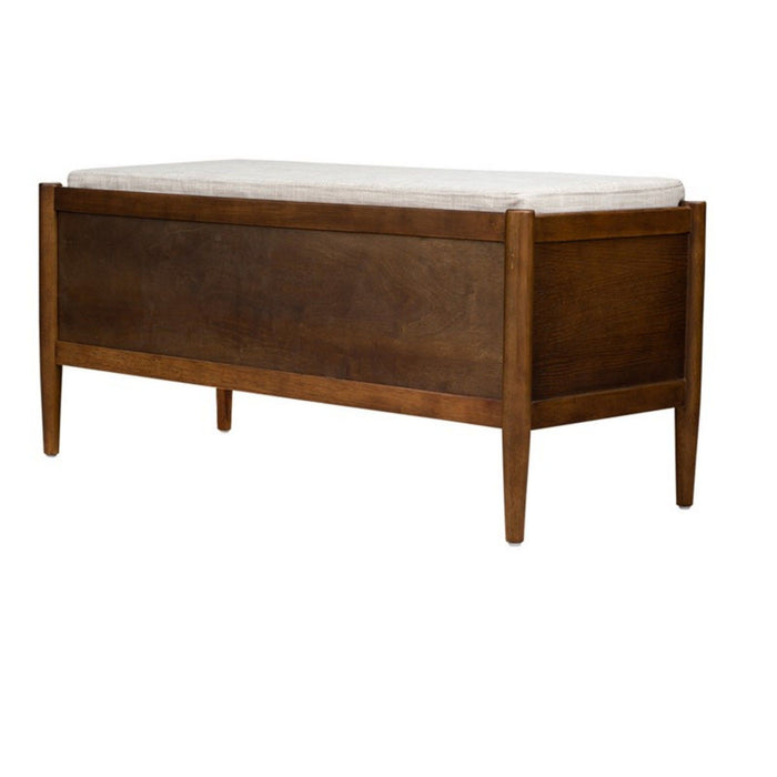 Accent Bench With Storage, Upholstered Cushion - Walnut Brown
