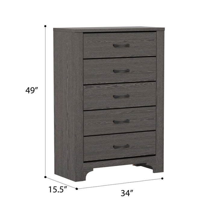 5 Drawer Dresser - Gray / Brown