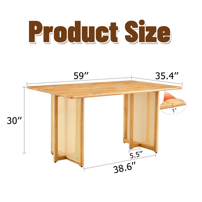 Dining Table With Imitation Rattan Design For Dining Room