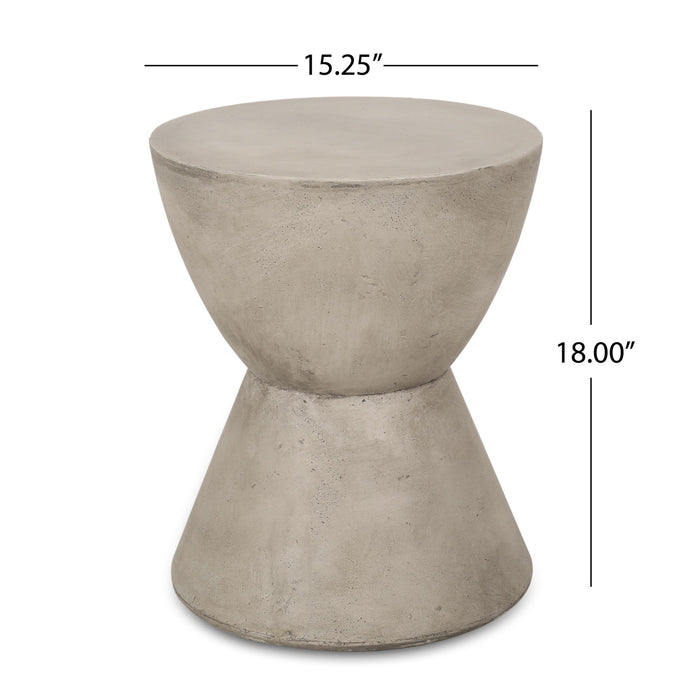 Outdoor Hourglass Shaped Side Table - Light Gray