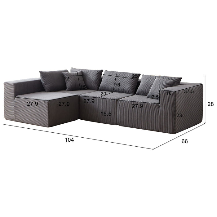 Modular L Shaped Sectional Compressed Sofa, Free Combination