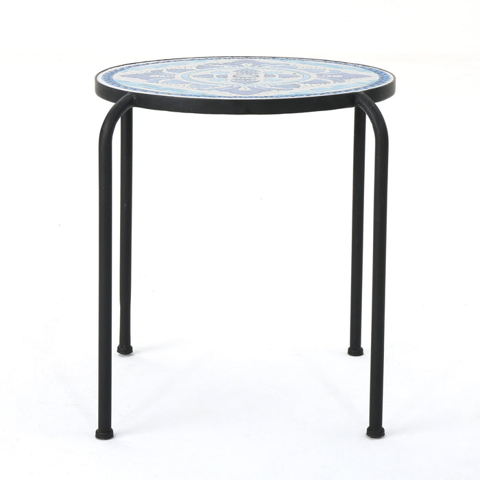 Skye - End Table - White / Blue