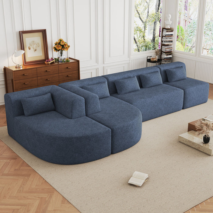 Upholstered Sofa Free Combined Sofa Couch With 2 Chaise Lounge And Five Back Pillows For Living Room