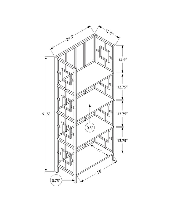 Bookshelf, Bookcase, Etagere, 4 Tier, For Office, Contemporary & Modern - Espresso