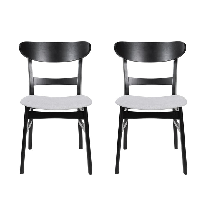 Dining Chairs With Upholstered Seat (Set of 2) - Black / Light Beige