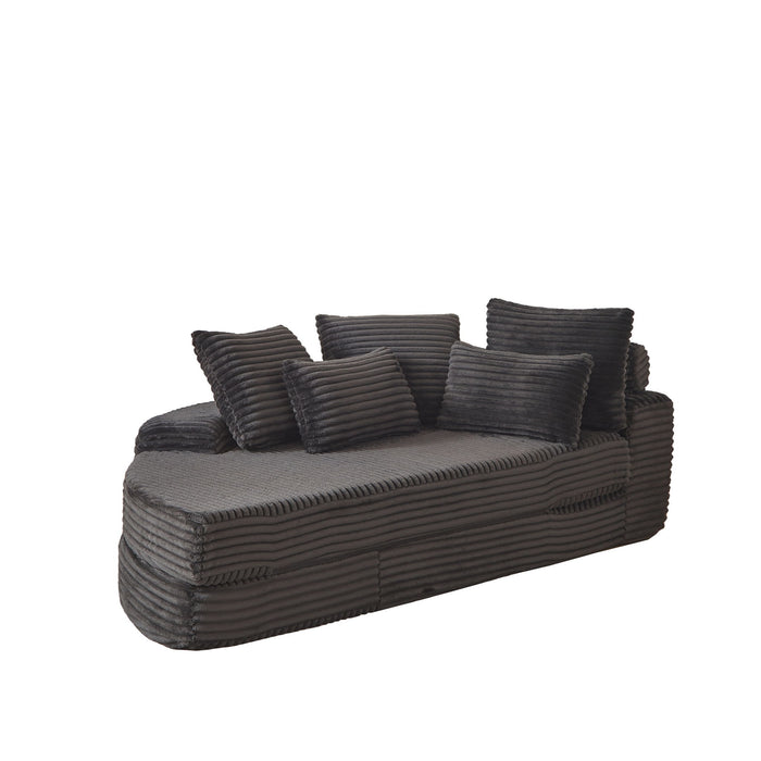 Semi Circular 2 In 1 Sofa Bed With Neck Pillow And Throw Pillows